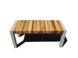 Essences bench - scrap wood, concrete - front view