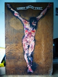 Today's Jesus (190x110cm collage on wood)