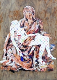 Pieta (190x10cm acrylic and collage on wood)