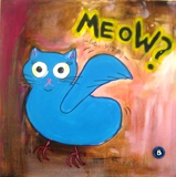 Kitty Says, mixed media on canvas